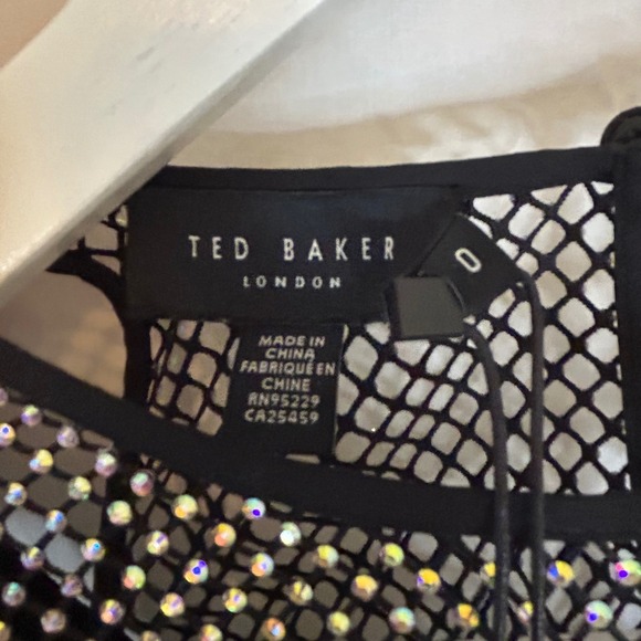 Ted Baker Janvier London Rhinestone Mesh Neck Black Jumpsuit Formal Party NWT - Picture 6 of 16